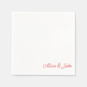 Red Script Names Personalized Wedding Napkins
