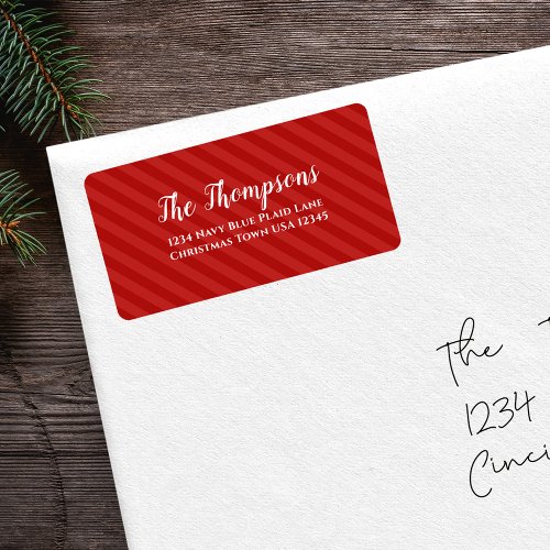 Red Script Return Address Christmas  Label
