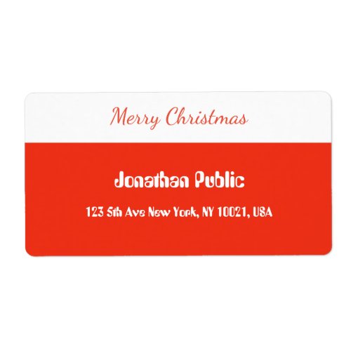 Red Script Template Merry Christmas Shipping Label
