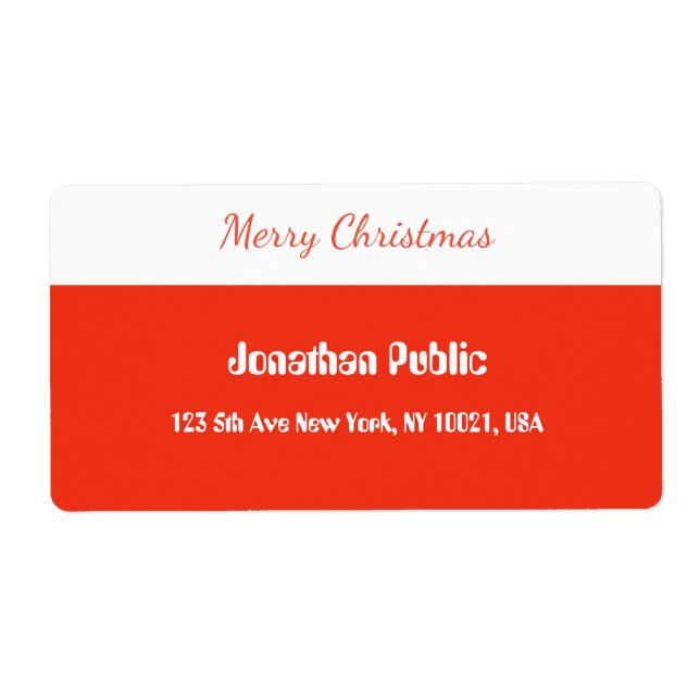 Red Script Template Merry Christmas Shipping Label (Front)