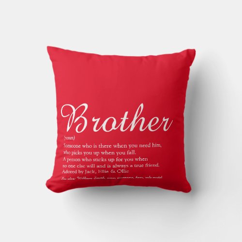 Red Script Worlds Greatest Brother Definition  Throw Pillow