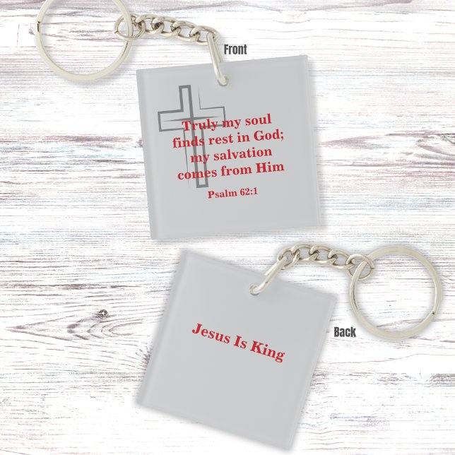 Red Scripture and Minimal Gray Cross Keychain (Creator Uploaded)