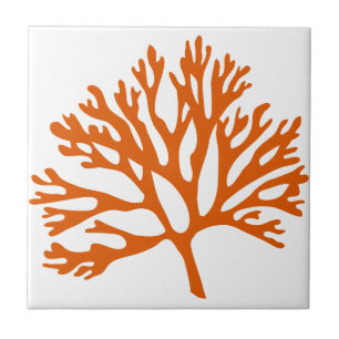red sea coral silhouette ceramic tile
