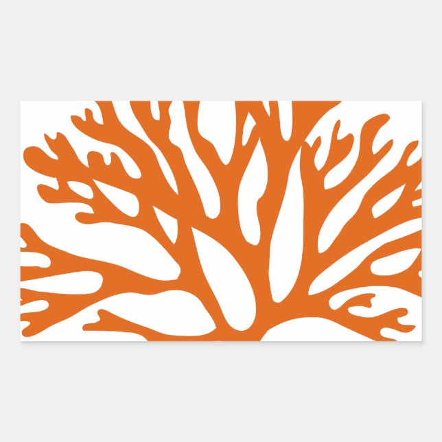 red sea coral silhouette rectangular sticker (Front)