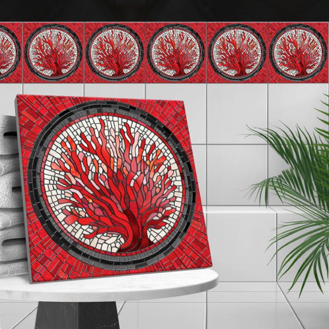 Red Sea Fan Coral mosaic art Ceramic Tile (Creator Uploaded)
