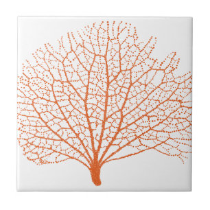 red sea fan coral silhouette ceramic tile