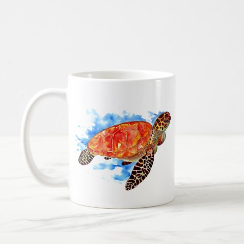Red Sea Turtle Watercolor Coffee Mug