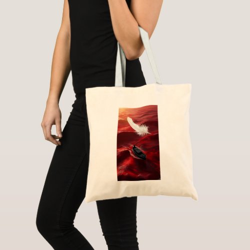 Red Sea with Black Boat Tote Bag