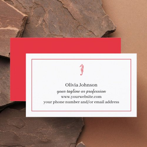 Red seahorse sea life realtor tourism travel agent business card