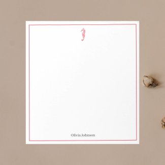 Red seahorse watercolor lillustration sea life notepad