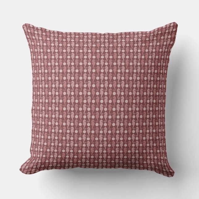 Red Seahorse Weave Throw Pillow (Front)