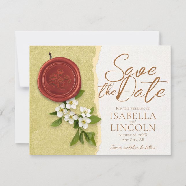 Red Seal Save the Wedding Date Invitation (Front)