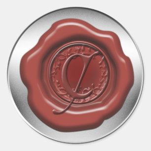 Red sealing wax letter C Classic Round Sticker