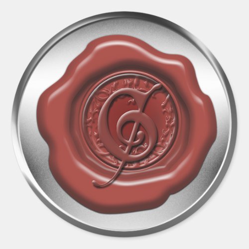 Red sealing wax letter G Classic Round Sticker