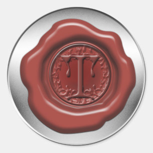 Red sealing wax letter T Classic Round Sticker