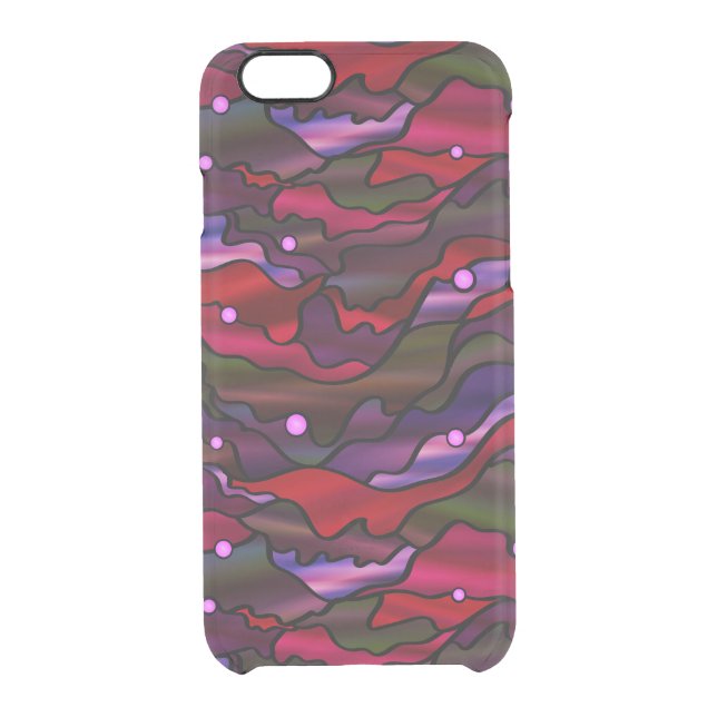 Red Seascape Stained Glass Abstract Uncommon iPhone Case (Back)