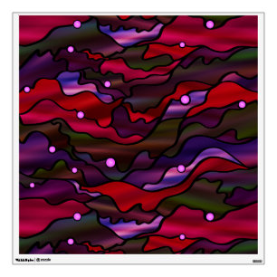 Red Seascape Stained Glass Abstract Wall Sticker
