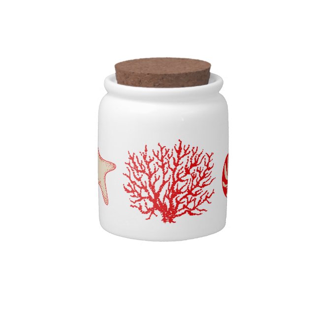 Red Seashell Container Candy Jar (Front)
