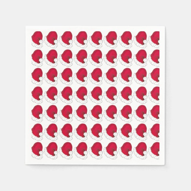 Red Secret Santa Claus Father Christmas Hat Napkins (Front)