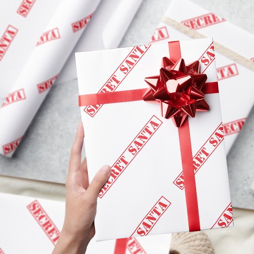 Red Secret Santa Text Modern Christmas Wrapping Paper
