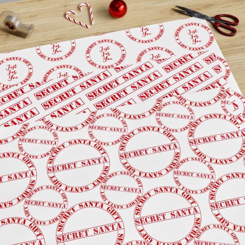 Red Secret Santa Text Wrapping Paper Sheets
