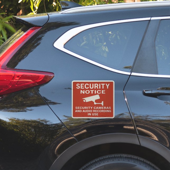 Red Security Notice Sign – Surveillance Cameras  Sticker (Car Side)
