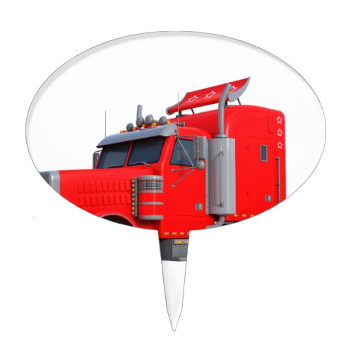 Red Semi Tracter Trailer Cake Topper