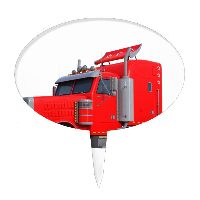 Red Semi Tracter Trailer Cake Topper (Front)
