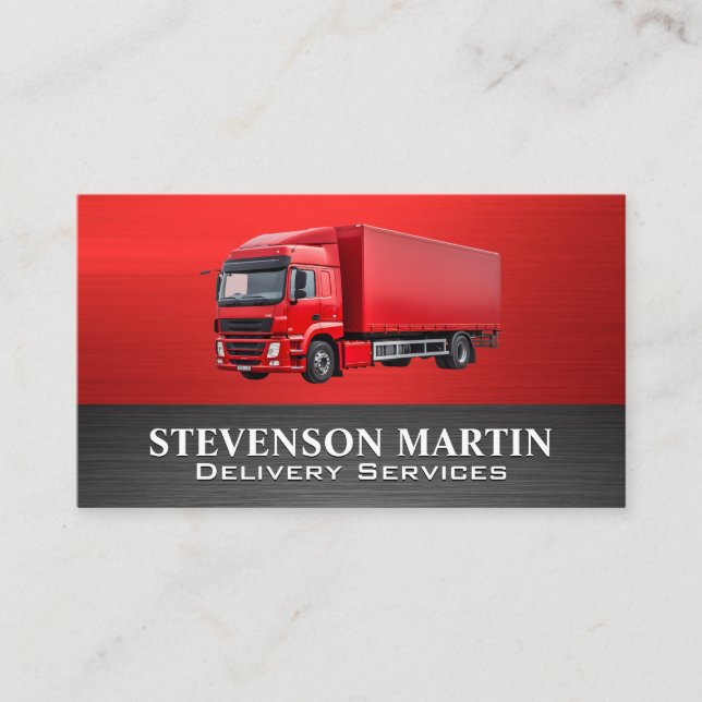 Red Semi Truck | Delivery Business Card (Front)