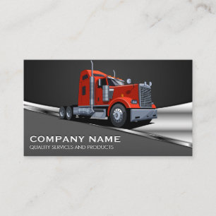 Red Semi Truck Logo   Metallic Business Card