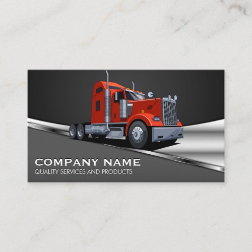 Red Semi Truck Logo  Metallic Business Card