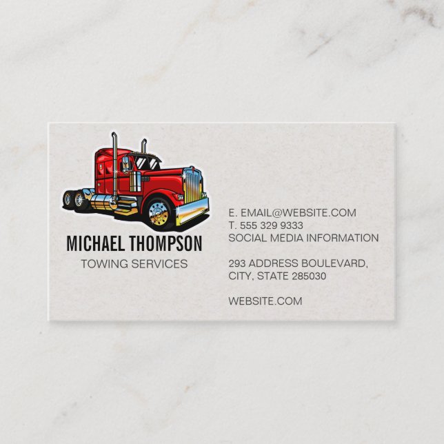 Red Semi Truck | Trucking Business Card (Front)
