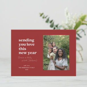 Red Sending You Love This New Year  Holiday Card