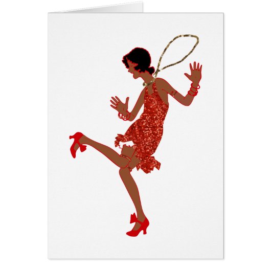 red sequin black flapper cards (Front)