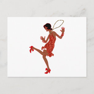 red sequin black flapper postcard