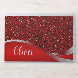 Red Sequin Glitter Handwritten HP Laptop Skin