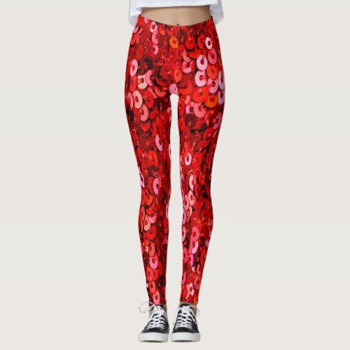 Red Sequins pattern Leggings