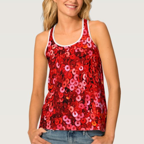 Red Sequins pattern Tank Top