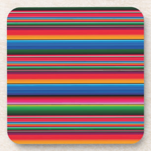 Red Serape Saltillo traditional mexican blanket Fl Beverage Coaster