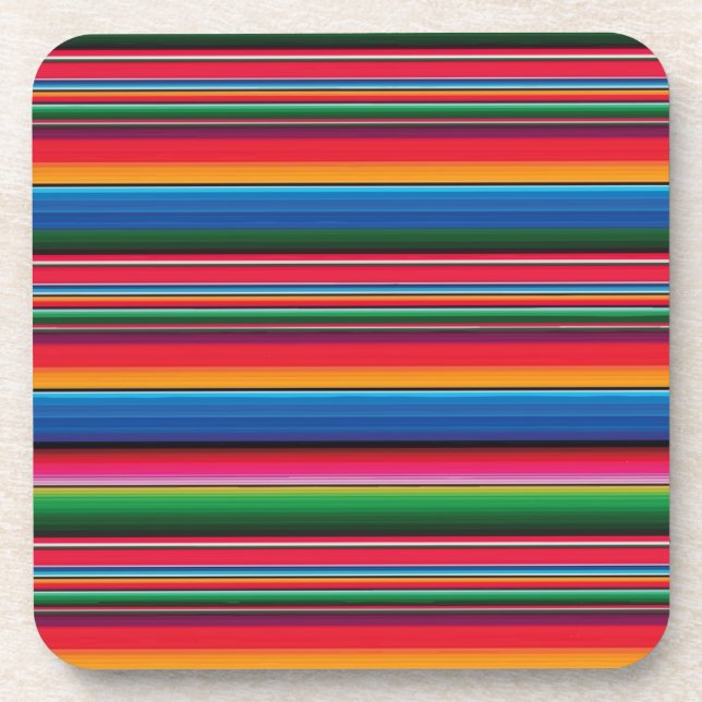 Red Serape Saltillo traditional mexican blanket Fl Beverage Coaster (Front)