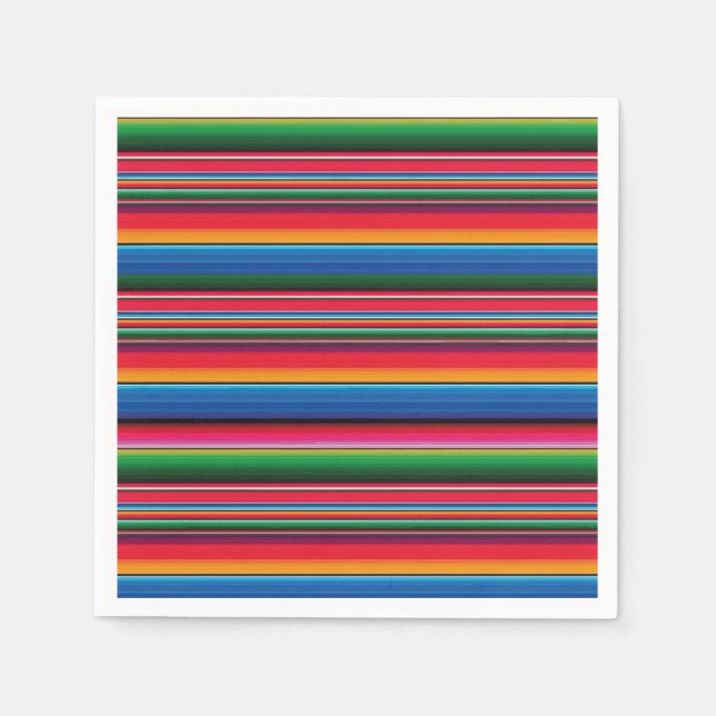 Red Serape Saltillo traditional mexican blanket Fl Napkins (Front)