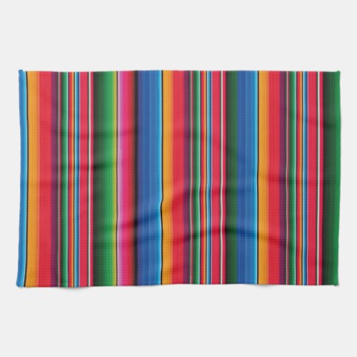 Red Serape Saltillo traditional mexican blanket Kitchen Towel