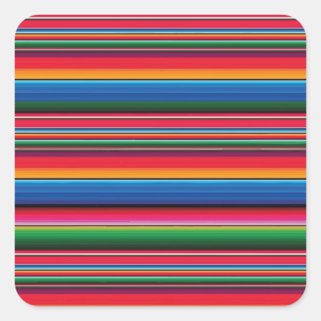 Red Serape Saltillo traditional mexican blanket Le Square Sticker (Front)