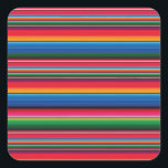 Red Serape Saltillo traditional mexican blanket Le Square Sticker<br><div class="desc">Diseño inspirado en el sarape saltillo originario del estado de Tlaxcala

Colorful design inspired by Mexican blanket sarape saltillo from Tlaxcala Mexico</div>