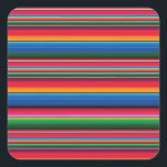 Red Serape Saltillo traditional mexican blanket Le Square Sticker<br><div class="desc">Diseño inspirado en el sarape saltillo originario del estado de Tlaxcala

Colorful design inspired by Mexican blanket sarape saltillo from Tlaxcala Mexico</div>