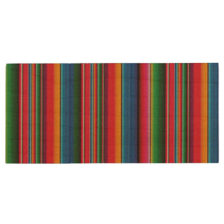 Red Serape Saltillo traditional mexican blanket Le Wood Flash Drive