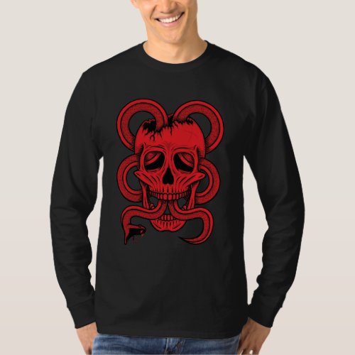 Red Serpent Skull Long_Sleeve T_Shirt