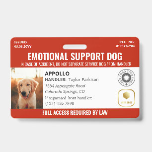 Red Service Dog 2 Logo & Photo ID Badge