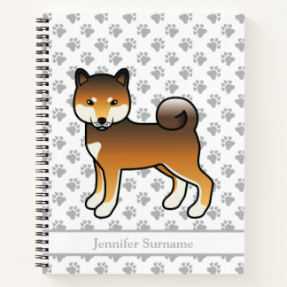 Red Sesame Shiba Inu Cartoon Dog &amp; Custom Text Notebook