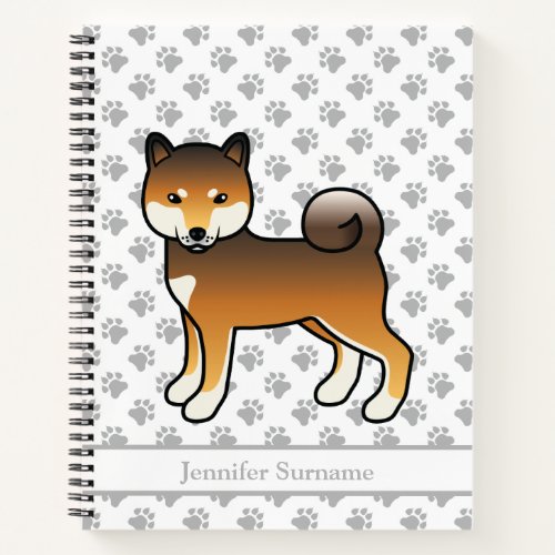 Red Sesame Shiba Inu Cartoon Dog  Custom Text Notebook